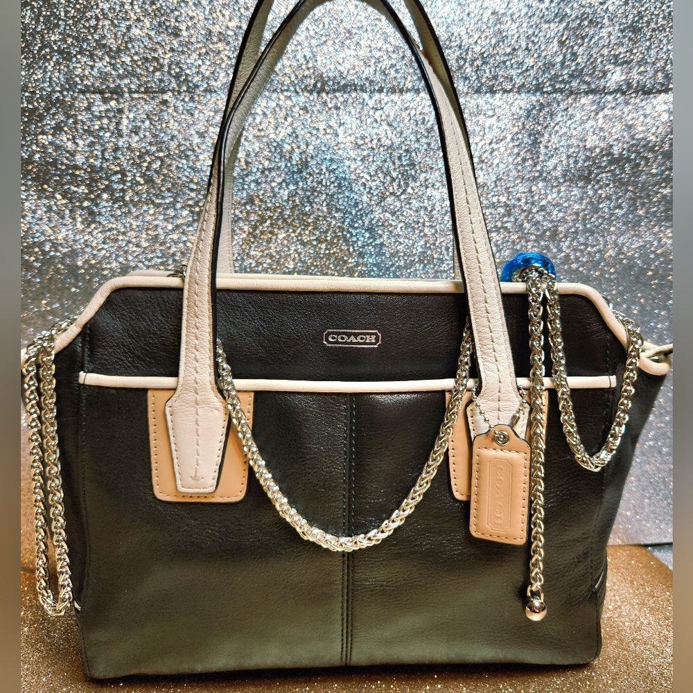 Coach Taylor Bette Mini Tote Rare HTF Black & Cream Soft Leather Bag NWOT!
